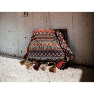 Women's Vintage Bag, Bohemian Crossbody Bag with Tassel. (Multicolor Purple)